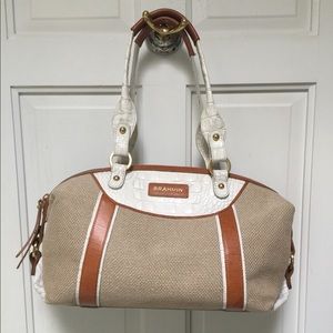 Brahmin burlap and croc hobo bag.